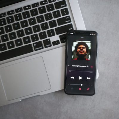 A laptop and a mobile